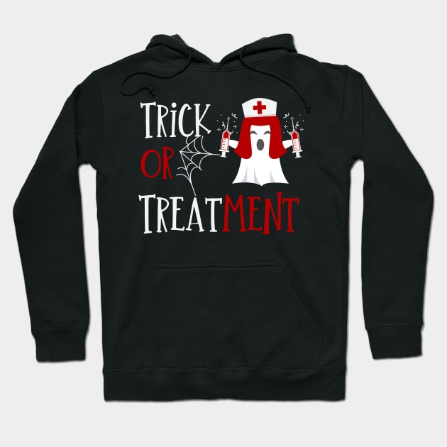 Trick or treatment funny Nurse Halloween ghost in Nurse hat design Hoodie by BlueLightDesign